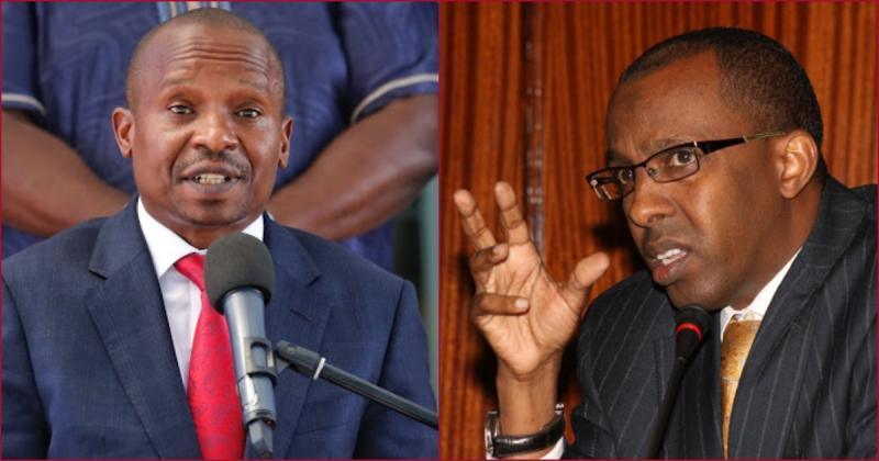 Collaged photos of Interior CS Kithure Kindiki and lawyer Ahmednasir Abdullahi.
